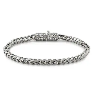 CZ Clasp 4MM Stainless Steel Franco Bracelet