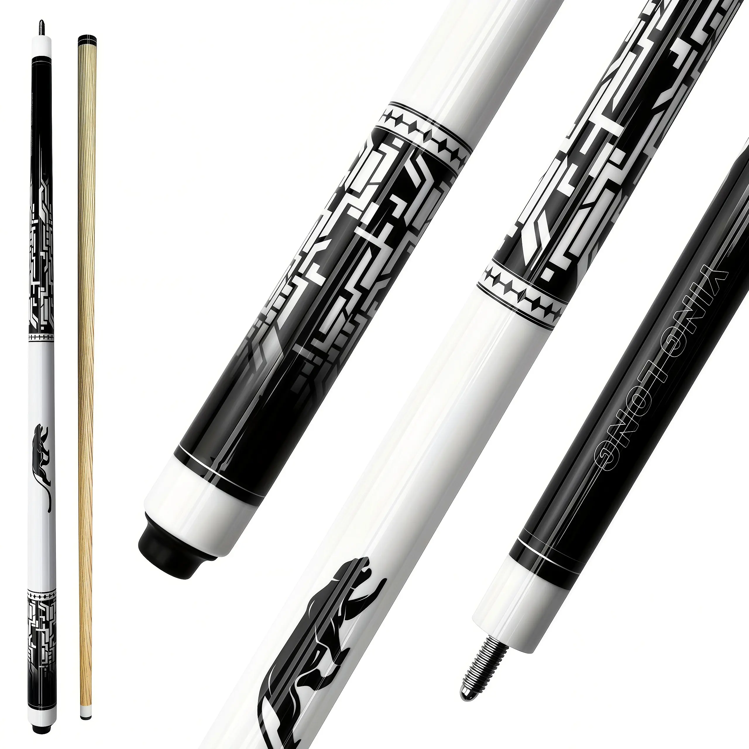 Lynk Handmade 8 Ball Billiards & Snooker Cues - 2-Piece 58" 20oz Jaguar Design, 13mm Multi-Layer Tip, Stainless Steel Joint for 8/9 Ball Training & Competition