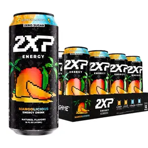 2xp Energy Drink | Mangolicious | Zero Sugar Carbonated Energy Drink | 200mg Natural Caffeine With 2x Nootropics | 16Fl Oz (12 pack)