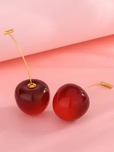 Cherry Shape Earrings, Cute Sweet Style, Slimming Face Design, Daily Wear for Students, Unique Fashion Jewelry, Pair of Earrings, Elegant Minimalist Earrings