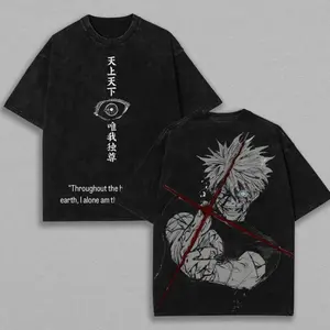 Retro Heavy Gojo Satoru Red Technique Ver.3 THE HONORED ONE Jujutsu Kaisen Anime Double Printed Vintage Washed Tee Unisex Oversize Anime Manga Washed Heavyweight Cotton T-shirt pathfinder uniform urban apparel gangstalicious  boondocks  outfit