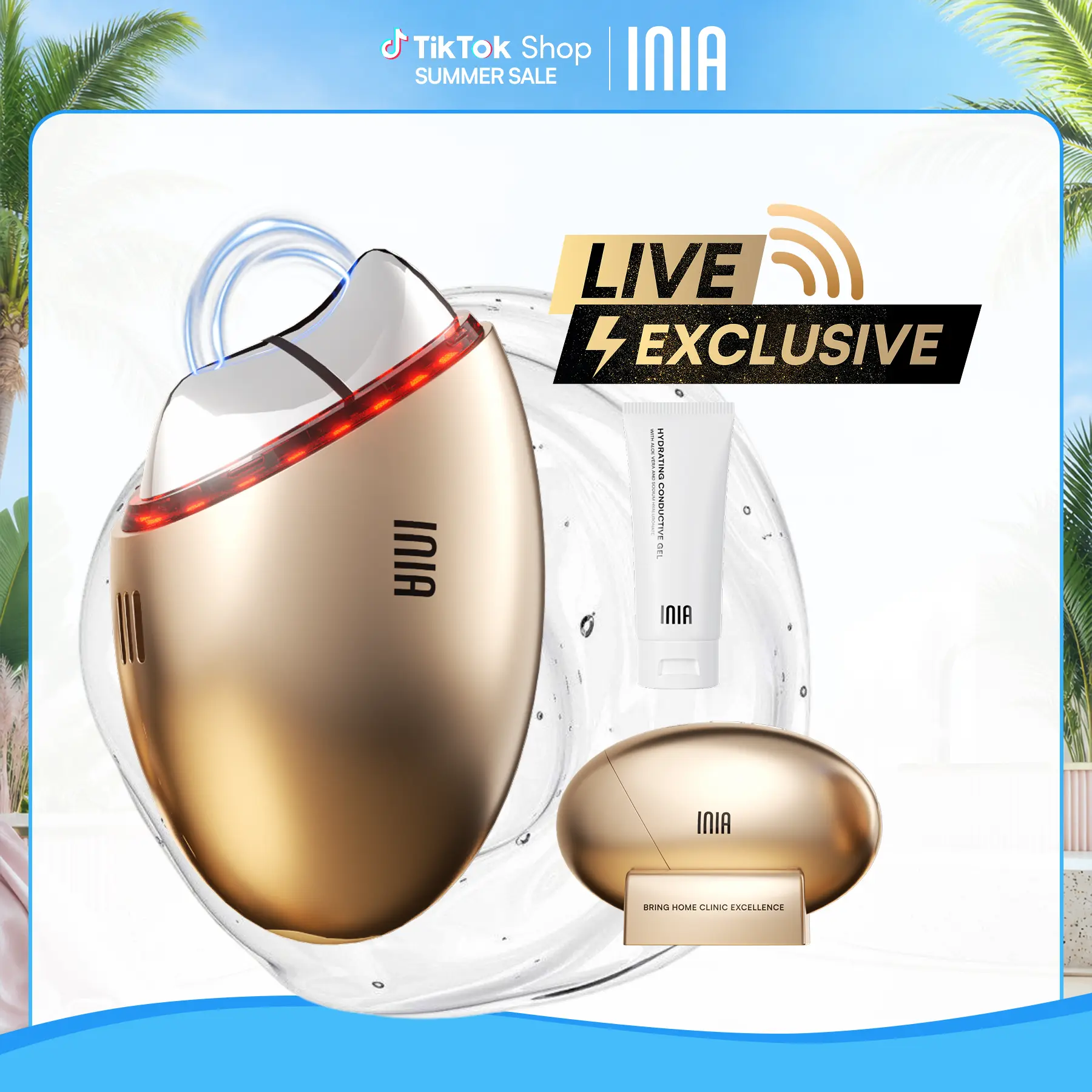 【LIVE EXCLUSIVE】INIA GLACE 7-in-1 Face & Neck Sculpting Device | EMS Microcurrent, Red & Blue Light, Thermal & Cryo Therapy for Lift, Tighten, Lymphatic Drainage & De-Puff, Serum Infusion, Perfect Gift Pick，Summer Beauty Gift Ideas