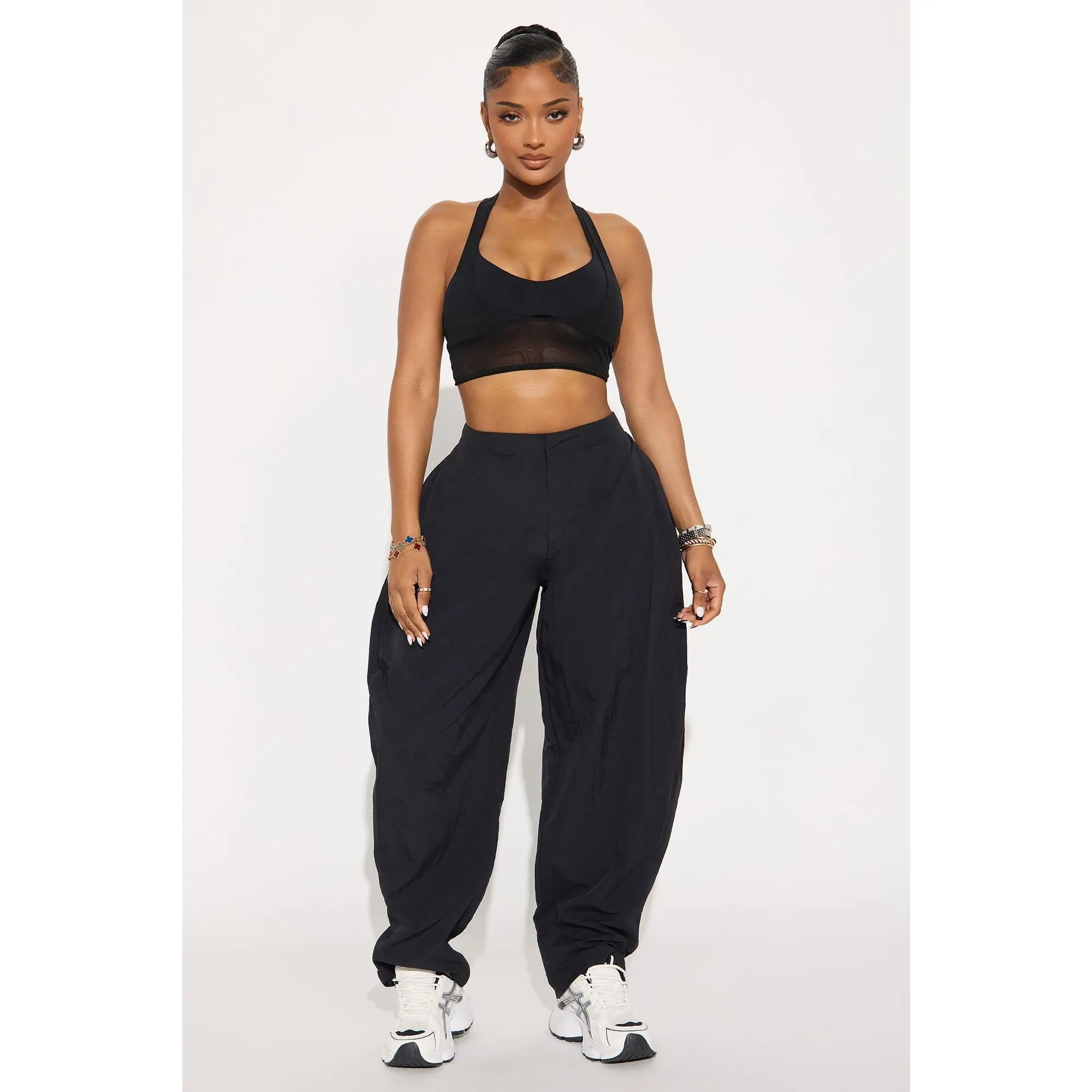 Power Mesh Racerback Bra Top - Black