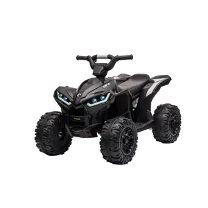 GARVEE 12V Electric Ride-On ATV with 35W Dual Motor, 4-Wheel Drive Off-Road Vehicle Featuring Two Control Modes, Music, Horn, Adjustable Speeds, and LED Lights - Ideal Gift for Young Riders, Black