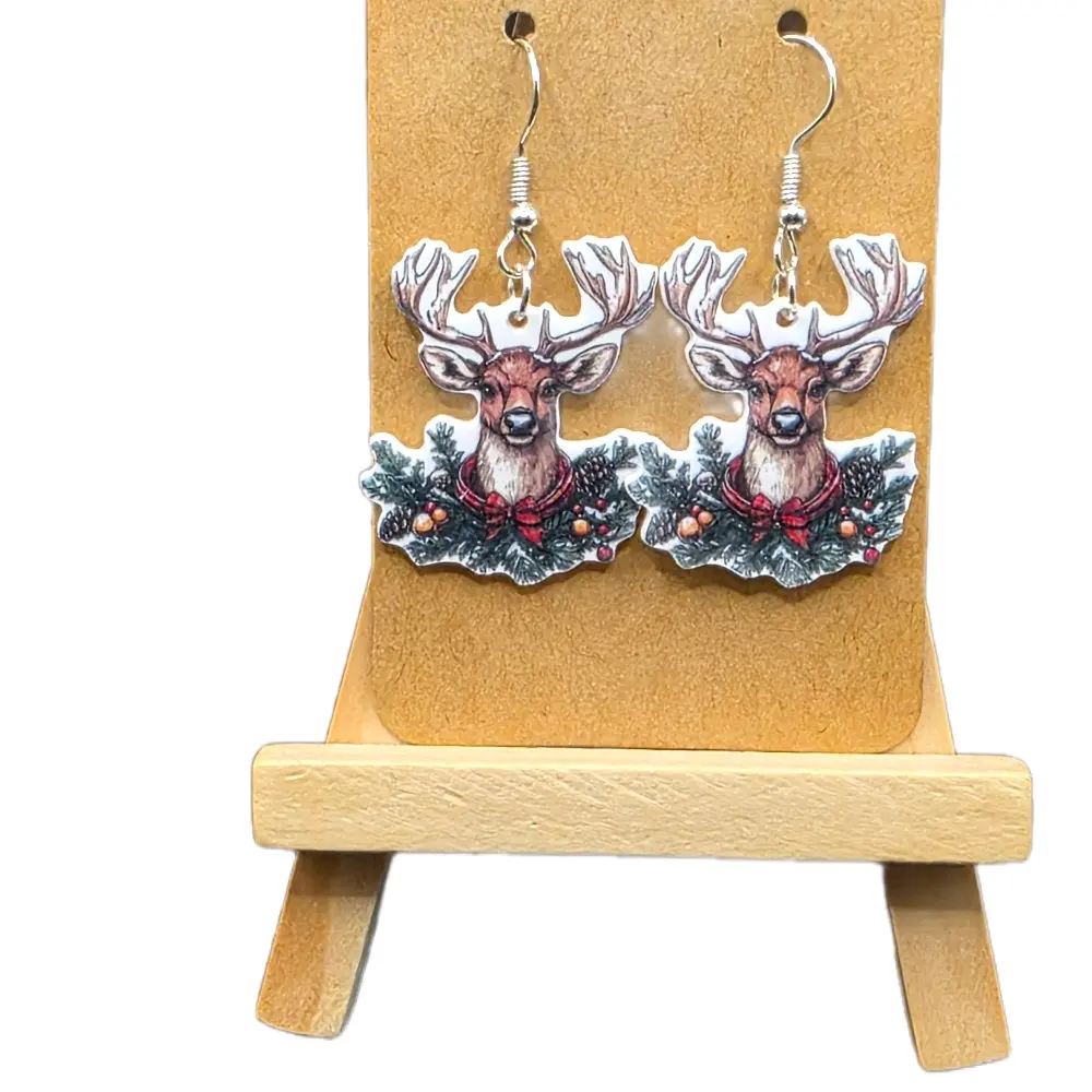 Christmas Reindeer Earrings Festive Holiday Accessory Lightweight Durable Hook Earrings for Holiday Parties and Gatherings