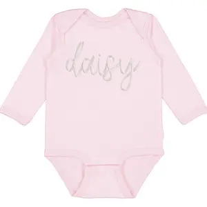 Faux Embroidery Baby Name - Infant Long Sleeve Bodysuit