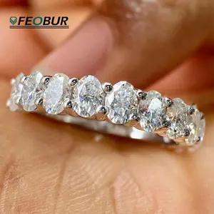3 * 5Mm Oval Moissanite Ring Semi-Eternal Ladies 925 Sterling Silver Laboratory Diamond Wedding Ring with Certificate Jewelry Gift
