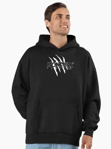 Monster Text Patchwork Graphic Hoodie, Dark Experiment Print, Punk Aesthetic, Tiktok Trendy Subculture Fashion, Gothic Party Streetwear