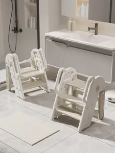 Plastic Steps for Toddlers,Foldable 3 Steps Stool for Bathroom Sink,Adjustable 3 Step Stop for Kids with Handles,Toilet Stool Potty Training