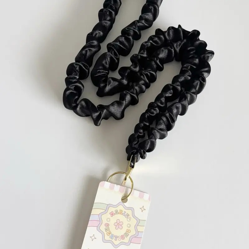 Black Scrunchie Lanyard Keychain - Stylish Lanyard, Badge Holder