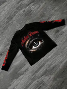 Men's Long Sleeve Slim-Fit Knit T-Shirt, Fun Diamond Eye Pattern, Casual Fashion Tee for All Seasons, Perfect Gift Idea