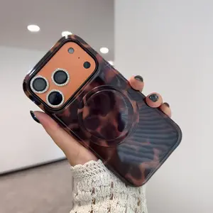 Woner Leopard Print [Magnetic] Phone case for  iPhone 17 Pro Max 16 15 14 13, Double Layer Shockproof Cover, 2-in-1, Stylish