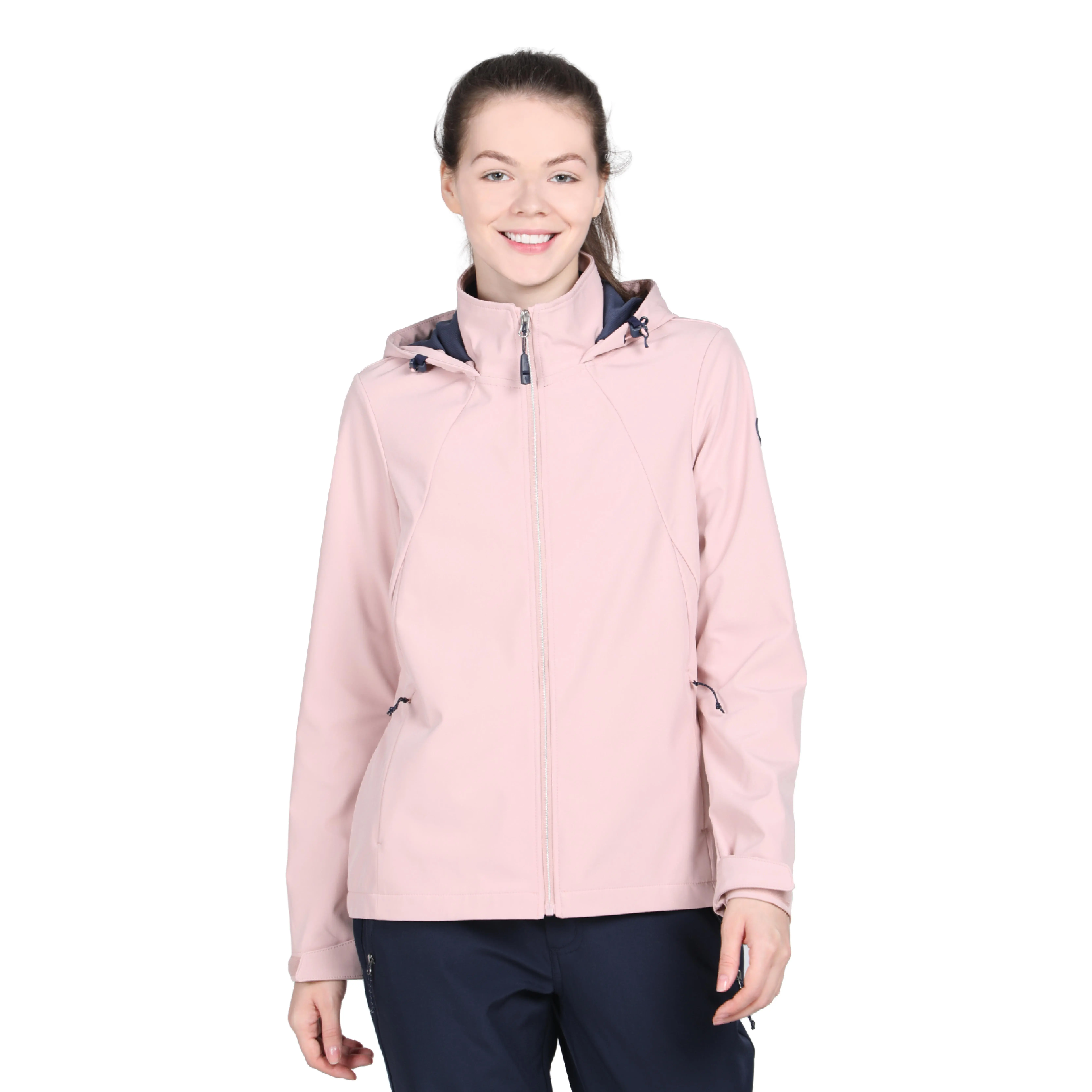 Women's Waterproof Softshell Jacket, Windproof Hooded Outdoor Jacket, 5000mm Waterproof 5000g Breathable Shell with Fully Taped Seams, Stretch Fabric & Zipper Pockets for Hiking, Camping & Travel