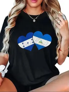 100% cotton Honduras Nicaragua Nicaraguan Honduran Flag Pride Heritage T-Shirt women graphic shirts