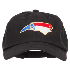North Carolina State Flag Map Embroidered Unstructured Washed Cap