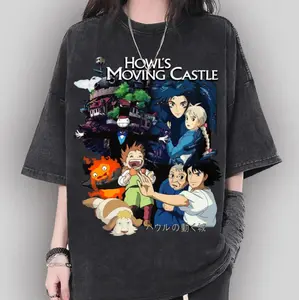 Howl’s Moving Castle Graphic T-Shirt, Anime Movie Design, Calcifer Merch, Studio Ghibli Shirt, Gift For Women Men, Top Men Womenswear