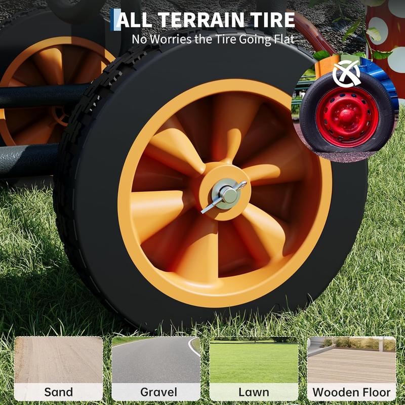 Heavy Duty Water Hose Reel Cart with Wheels,300ft Hose Capacity with Pre-Installed Hose Guide,Easy Assemble Outdoor Garden Hose Cart for Lawn,Yard,Patio,Car Washing