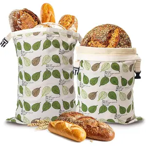 2 Pack XL 13"x17" Beeswax Bread Bags - Natural Beeswax Lined Cotton Zippered Bread Storage Bags for Homemade Sourdough Bread, Freezer Safe, Keep Bread Fresh