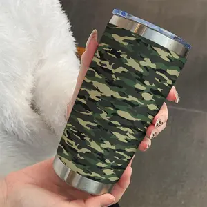 200oz Camouflage Insulated Travel Mug with Lid, Perfect for Hot and Cold Drinks, Stylish Stainless Steel Coffee Cup, Ideal Gift for Men and Women