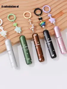 5ML Bottom-Fill Aluminum Tube Star Pendant Perfume Refiller Bottle, Portable Direct-Refill Small Spray Bottle with Keychain
