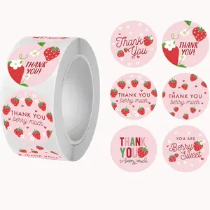 500pcs Strawberry Thank You Berry Much Stickers,6 Designs Stickers,Valentines Labels for Party Favor Strawberry Labels for Cookie and Chocolate Packaging Decor Stickers,Gift Wrap Envelope Seal,Party Supplies, Adhesive Stickers, Decorative Stickers