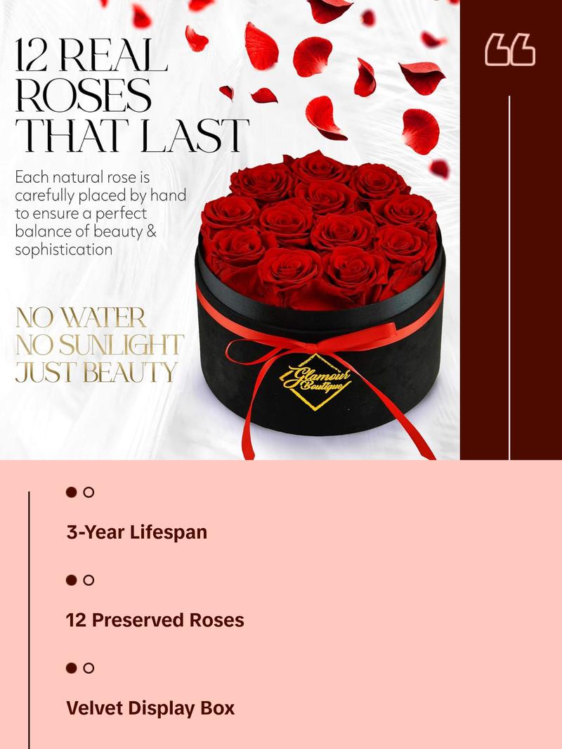 Eternal Prestige Velvet Black | 12 Red Roses Decor Box Eternal Prestige Velvet Black | 12 Red Roses Decor Box