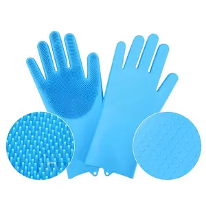Kitchen Wear-resistant Silicone Dishwashing Gloves, Reusable Cleaning Gloves, Multi-purpose Waterproof Gloves, Suitable for Kitchen Dishwashing, Pet Bathing, Car Washing
