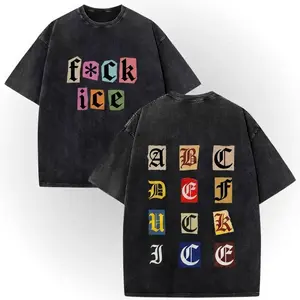 Double-Sided Colorful Letter Print Washed Cotton T-Shirt Sweatshirt TOP