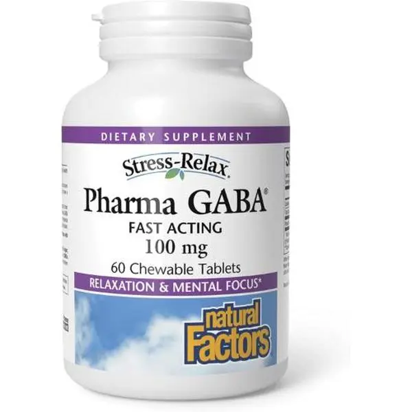 Natural Factors Pharma GABA - Dietary Supplement Supports Calm Sleep & Sleep Quality - Natural, Fast-Working Supplement Aids Focus & Brain Health, Sugar Free, Dairy Free, Chewable