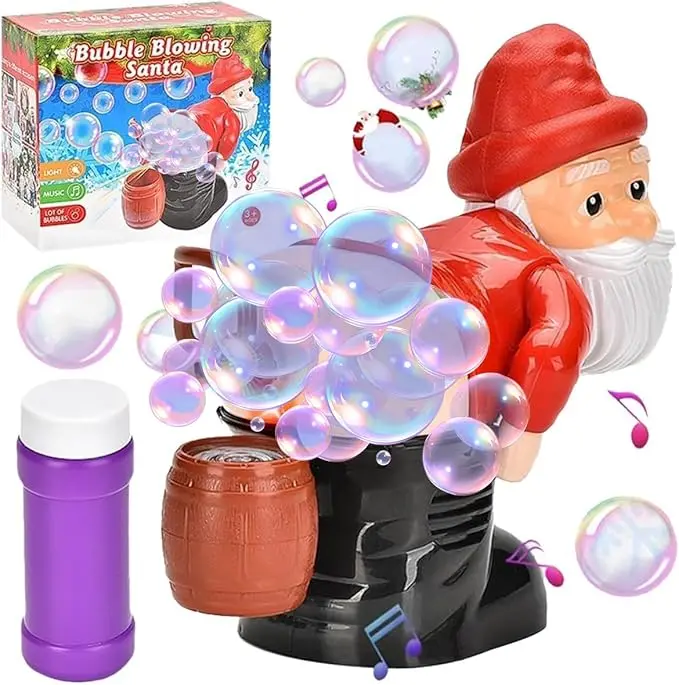 Farting Santa Bubble Blowing  Christmas Bubble Machine with Hilarious Sound Effects & Holiday Music Great Gift Idea for Kids Bubble Blaster Surprise Entertaining Gag Toy