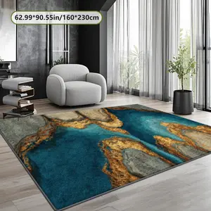 Modern Nordic Wave Pattern Vintage Print Carpet, Soft Comfortable Velvet Rug, Home Decor for Living Room, Bedroom, Coffee Shop, Soft Area Rug