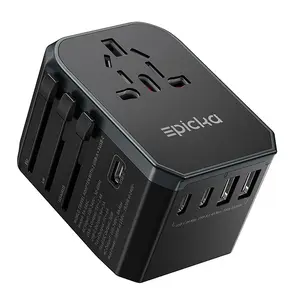 EPICKA Universal Travel Adapter, International Power Adapter with 2 USB-A & 3 USB-C Ports Wall Charger - Worldwide Travel Essentials, European Travel Plug Adapter for UK/US/AU (TA-105C, Black)
