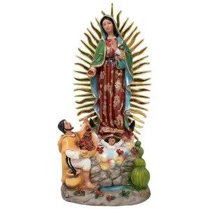 Virgen De Guadalupe 12" Inches 25359-12 Con Juan Diego Statue Featuring a Colorful Design Our Lady of Brand New Religious art image, home decor, wall decor, church events, gifts