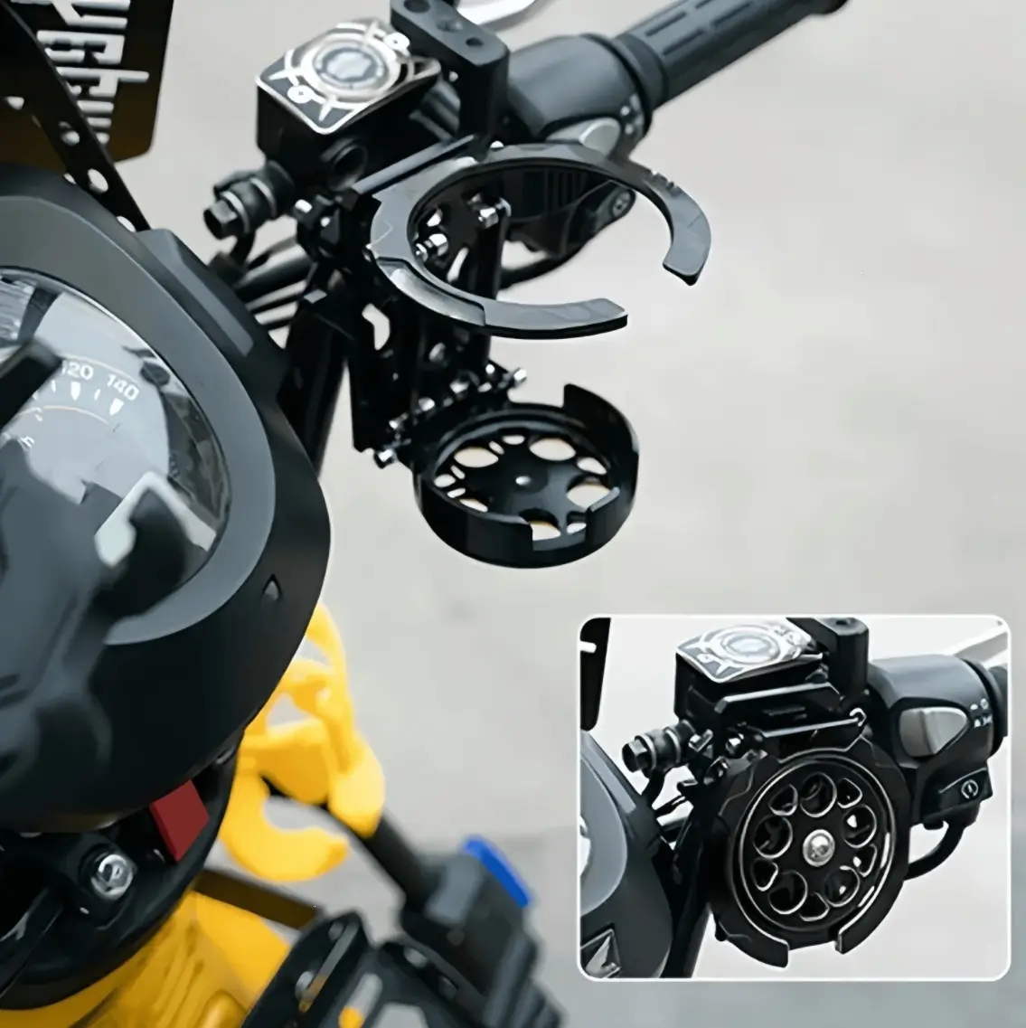 bike bottle holder mounted on handlebar