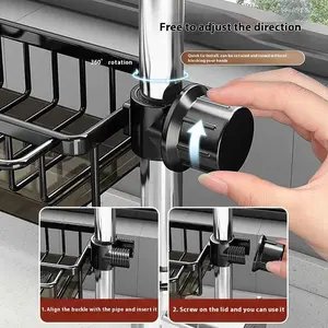 Sink Faucet Mounted Sponge Holder - Durable Aluminum Design for Efficient Kitchen Organization
