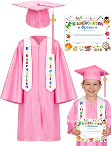Kindergarten Graduation Cap and Gown Set,2026 Congrats Grad Outfit with Tassel&Certificate for Kindergarten,Satin Kindergarten Graduation Outfit for Son Daughter Nephew Pre-K Preschool Kindergarten 1st Grade Grad Gift Memories Keepsakes,Multiple colors