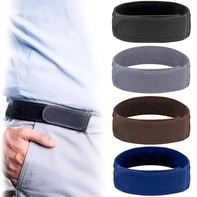 Women's 2Pcs No-Buckle Elastic Fabric Belts, 1.5in Belt Loop Fit, Invisible Fit Slip-On, Adjustable Casual Wear