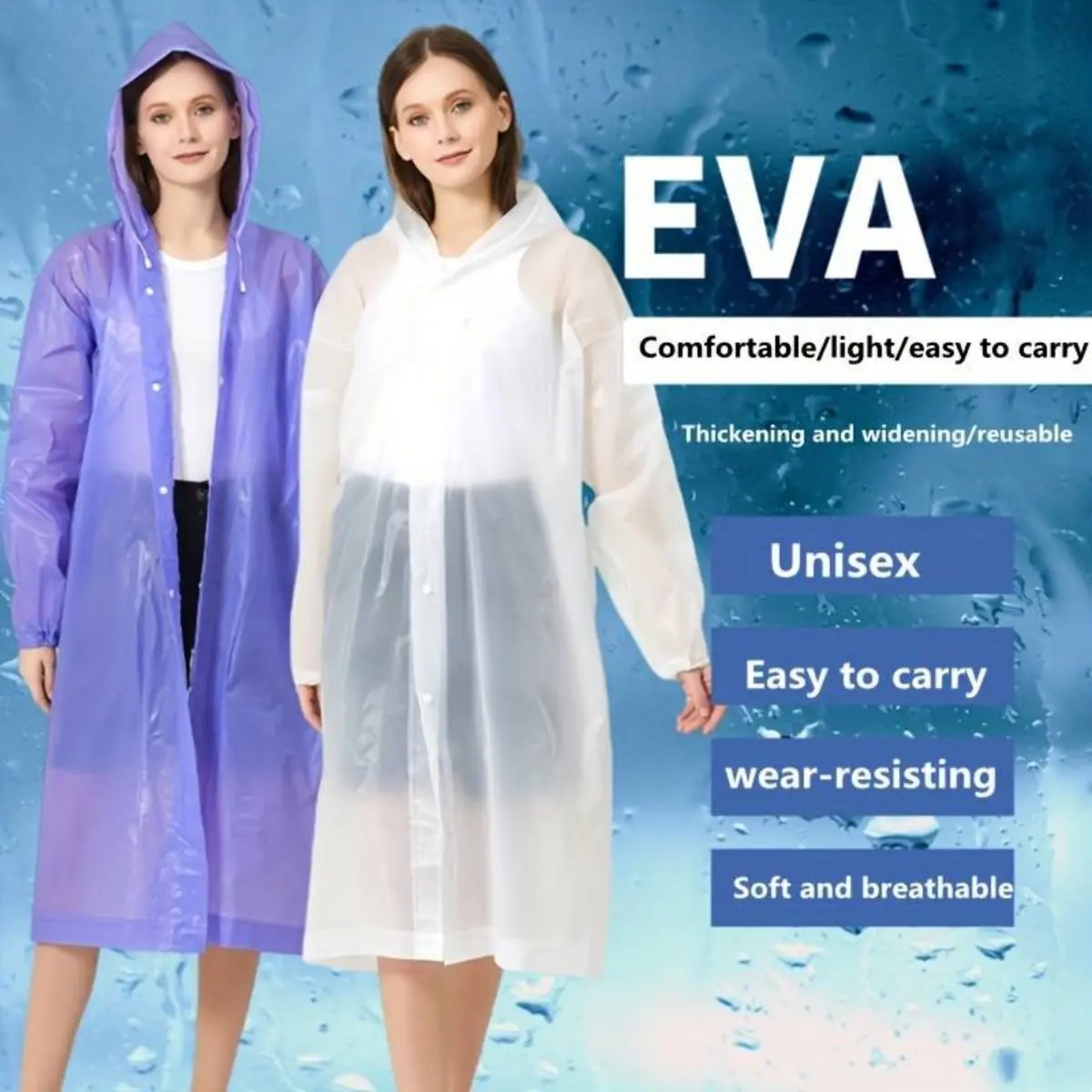 Portable Adult Rain Jacket, Windproof Waterproof Eva Thickened Full Body Raincoat, Ideal for Outdoor Cycling Camping, Rainy Day, Lightweight Rain Coat