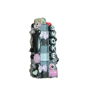 Junkie Black and Pink Themed Handmade Lighter Expressing Happy Mood with Unique Design Elements