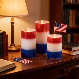 American Independence Day Decorative LED Candle Light, Super Realistic with Flickering Flame Effect, Simulated Candle Shape, Suitable for Home Dining Table, Fireplace Countertop Decoration, Patriotic Theme Home Decoration, Holiday Decoration