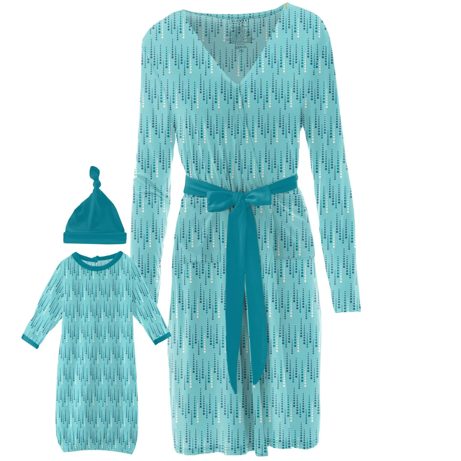Women's Mid Length Lounge Robe & Layette Gown Set in Iceberg Icicles