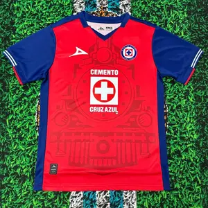 2425 CRUZ AZUL Third away Red Short Sleeve Top Soccer Jerseys