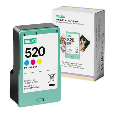 Nelko 520 High-Capacity Replacement Cartridges - Economical, 80 Vibrant Color Photos/Crtrg, Optimal Performance, Smooth Printing, Easy to Use, Perfect Fit for PP01/PP03 Instant Smartphone Photo Printer, Versatile Printing Solution