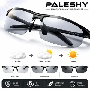PALESHY High-Definition Photochromic Polarized Sunglasses, Smart Transition Lenses for Long-Distance Clarity, Enhanced Depth Perception UV400 Protection, Lightweight Al-Mg Frame for Driving & Outdoor Sports outdoorfun