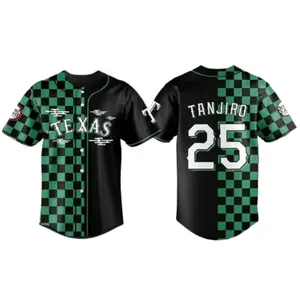 Tanjiror 25 Crossover Rangers Style Jersey – Night Game Inspired Baseball Jersey for Men and Women, Anime Streetwear Fan Gear, Comfortable Unisex Outfit, Cosplay Gift Idea