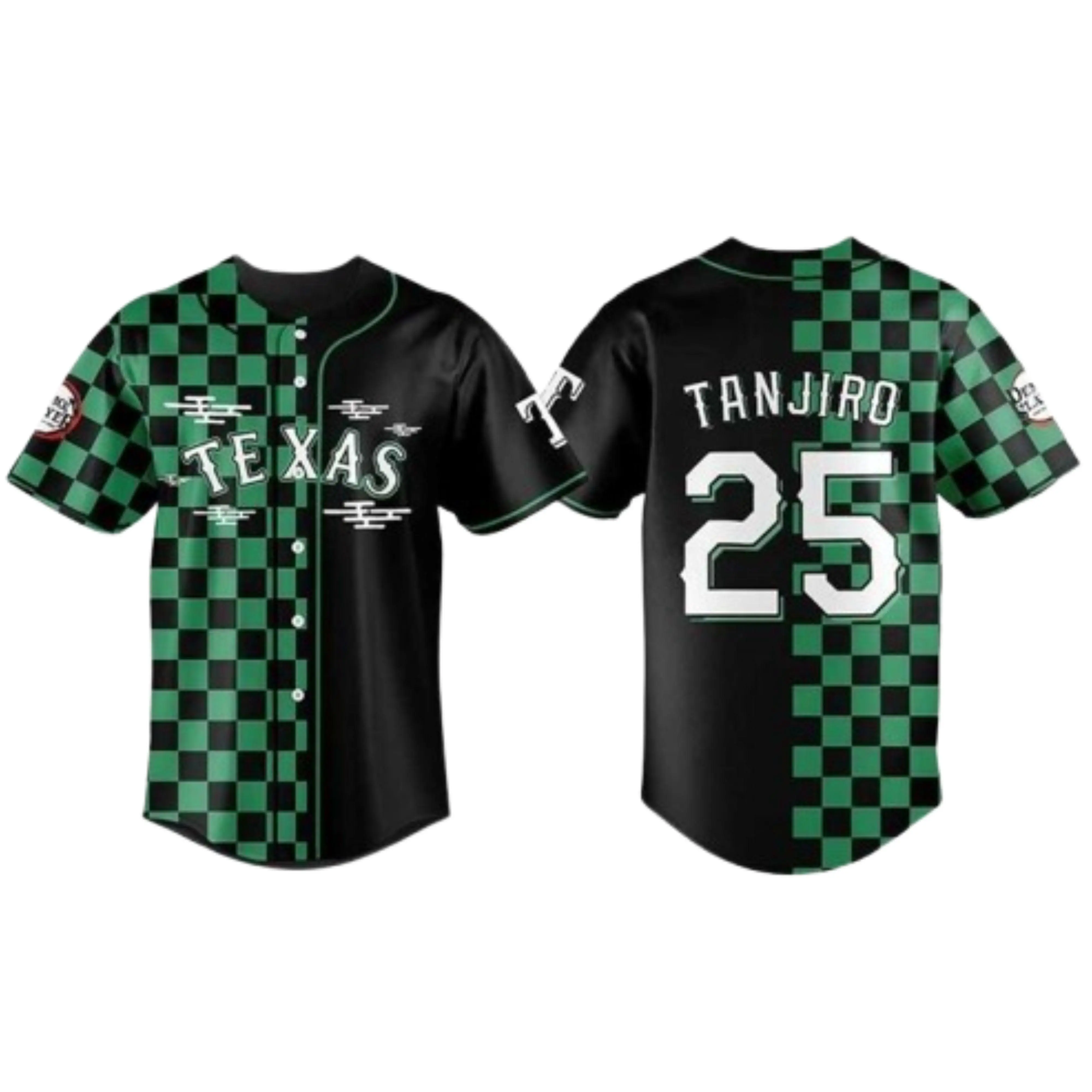 Tanjiror 25 Crossover Rangers Style Jersey – Night Game Inspired Baseball Jersey for Men and Women, Anime Streetwear Fan Gear, Comfortable Unisex Outfit, Cosplay Gift Idea
