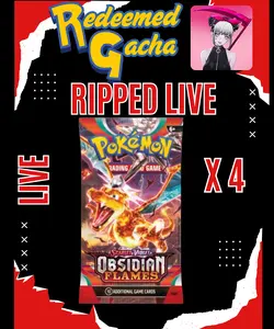 4x Pokémon TCG Obsidian Flames Booster Packs - Ripped LIVE