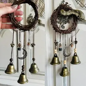 Classic Black & White Protection Bell Bottle, Witches Prayer & Blessing Bell Ornament, Witchy Energy Protection Bells, Handmade Mystic Decor for Altar, Home Hanging, Spiritual Rituals, Witchcraft & Positive Energy Amulet