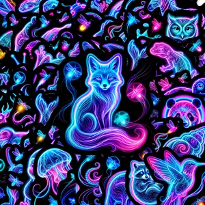 50pcs Neon Animal Blue-Purple Gradient Stickers, Car Decals, Multipurpose Car Decal, Office Supplies and Notebook Accessories, Suitable for Scrapbooks, Diaries, Laptops, Water Bottles, Cars, Etc., Based on A Design Inspired By Faith.
