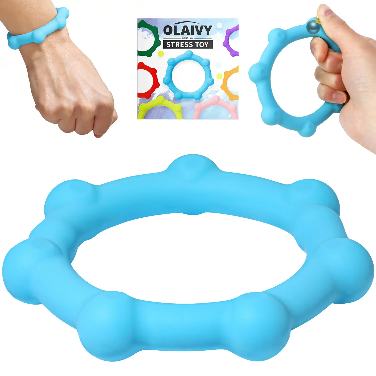 Novelty Tactile Sensory Bracelet - Ultra-Quiet Wearable Tube Fidget Toy for Stress Relief & Anxiety, Premium Silicone Finger Squeeze Tool for Adults, School Classrooms, ADHD Kids Calm Gifts